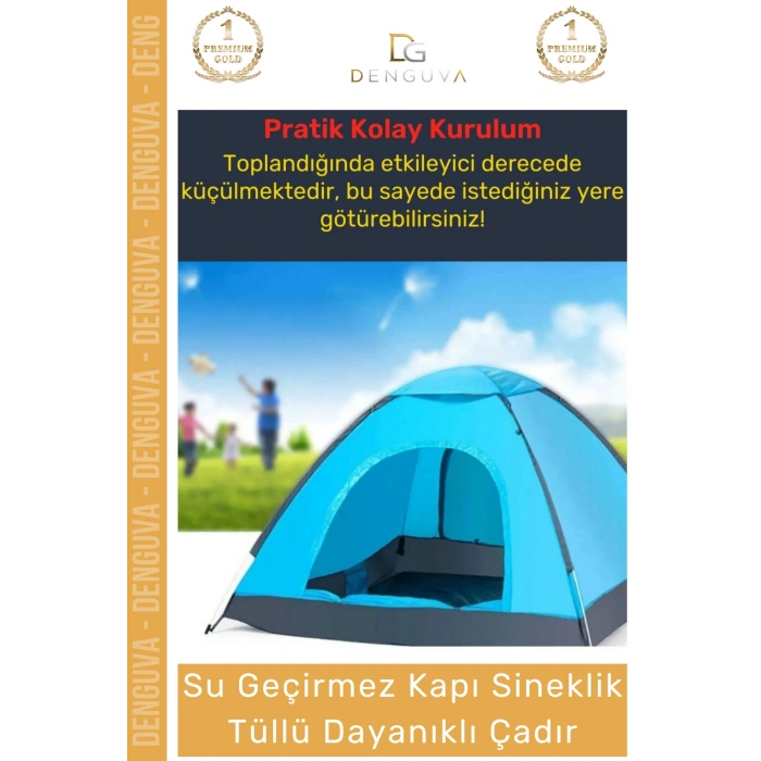 #KampÇadırı Su Geçirmez Kolay Kurulum Hafif Taşınabilir Festival Sineklikli 2-3 Kişilik Kamp Çadırı