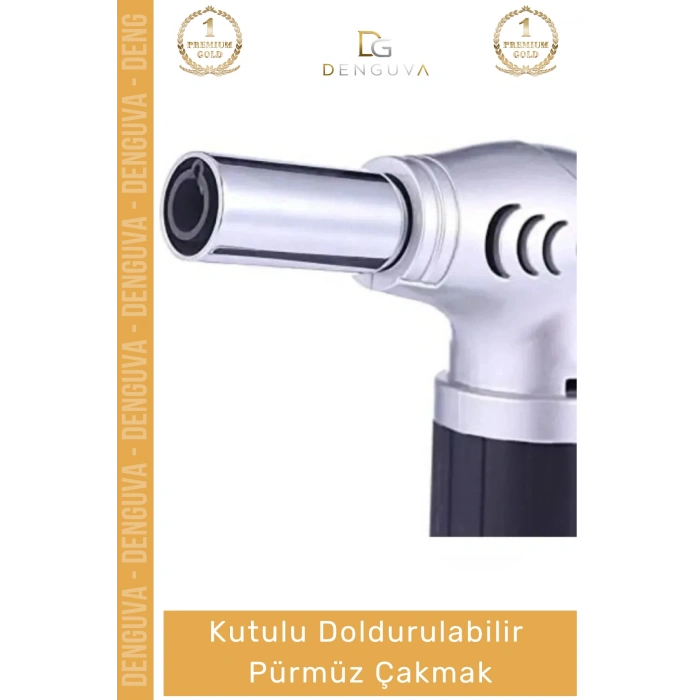 #PürmüzÇakmak 1300 Derece Profesyonel Alevli Mutfak Tipi Kamp Şef Kutulu Doldurulabilir Pürmüz Çakmak