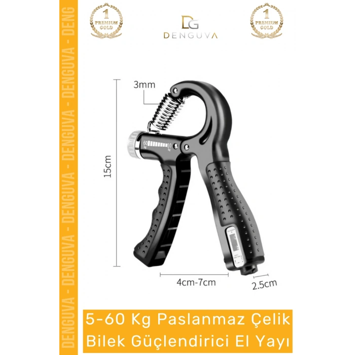 #ElYayı Sayaçlı Ayarlanabilir Profesyonel Direnç Fitness Egzersiz Aleti El Yayı 560 Kg Bilek Güçlendirici