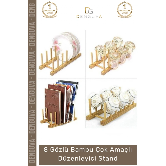 #AhşapStand Bambu Ahşap Mutfak Tabaklık Tabak Bardak Kurutmalık Ofis Amaçlı Düzenleyici 8 Gözlü Stand