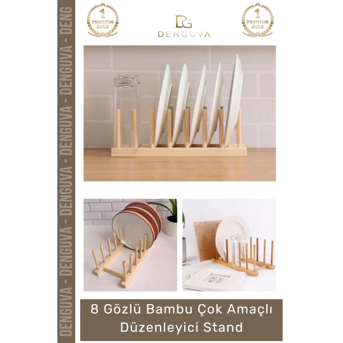 #AhşapStand Bambu Ahşap Mutfak Tabaklık Tabak Bardak Kurutmalık Ofis Amaçlı Düzenleyici 8 Gözlü Stand