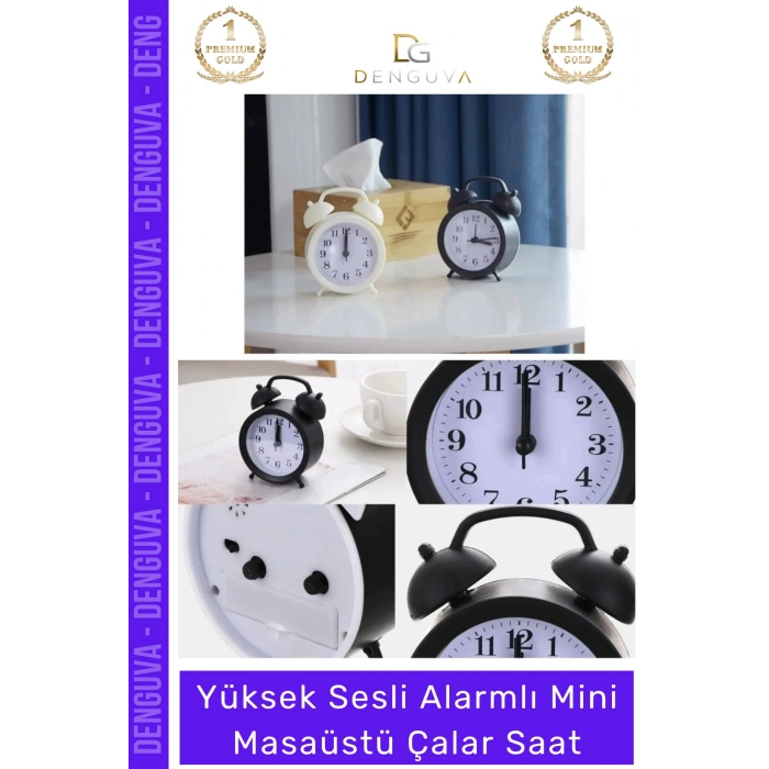 #ÇalarSaat Premium Sessiz Akar Saniyeli Masaüstü Ofis Komodin Modern Analog Dekoratif Çalar Saat