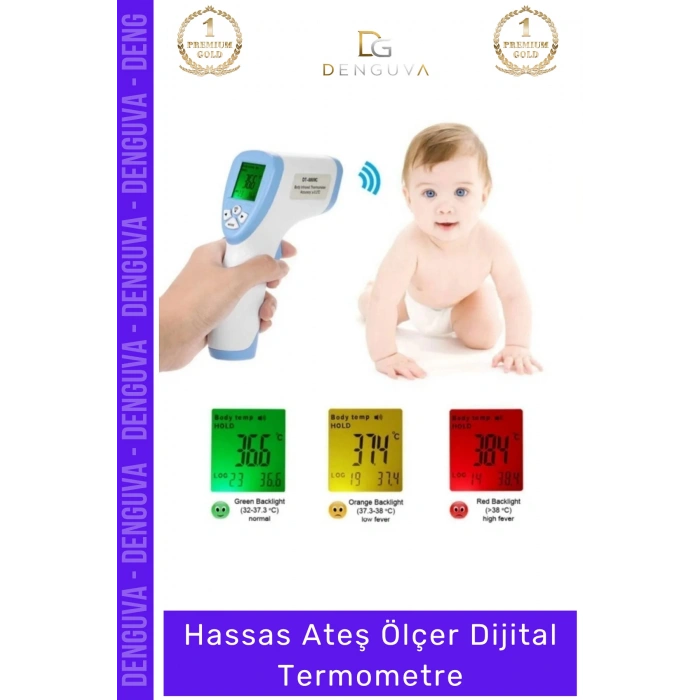 #AteşÖlçer Temassız Alından Boyundan Bilekten Infrared Hızlı Hassas Ateş Ölçer Dijital Termometre