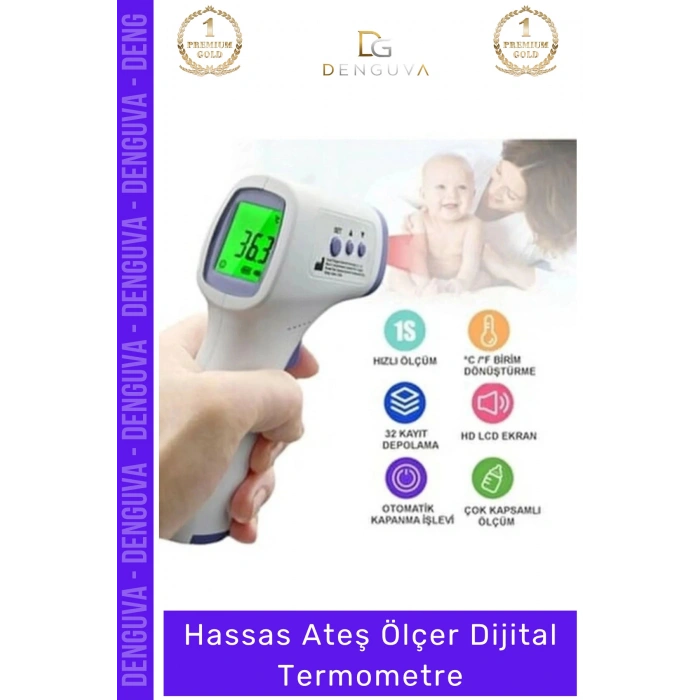 #AteşÖlçer Temassız Alından Boyundan Bilekten Infrared Hızlı Hassas Ateş Ölçer Dijital Termometre