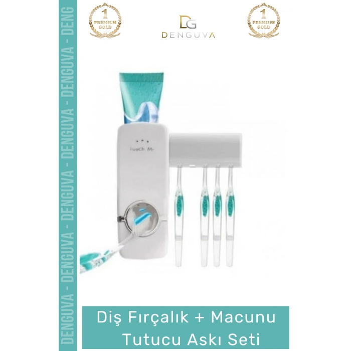 #FırçalıkSeti Otomatik Diş Macunu Sıkacağı Hijyenik Banyo Vantuzlu 5 Adet Fırçalık Askı Seti