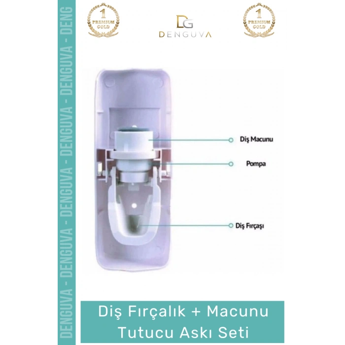 #FırçalıkSeti Otomatik Diş Macunu Sıkacağı Hijyenik Banyo Vantuzlu 5 Adet Fırçalık Askı Seti