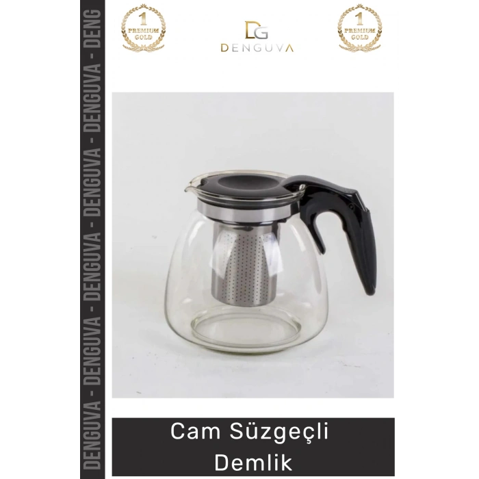 #Demlik Isıya Dayanıklı Borosilikat Şeffaf Modern Tasarım Pratik Cam Süzgeçli Demlik 1.1 Litre