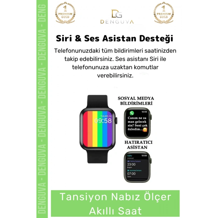 #AkıllıSaat Premium T500 Plus Ips Ekran Sağlık Sensörlü Ios Android Uyumlu Tansiyon Nabız Ölçer Akıllı Saat