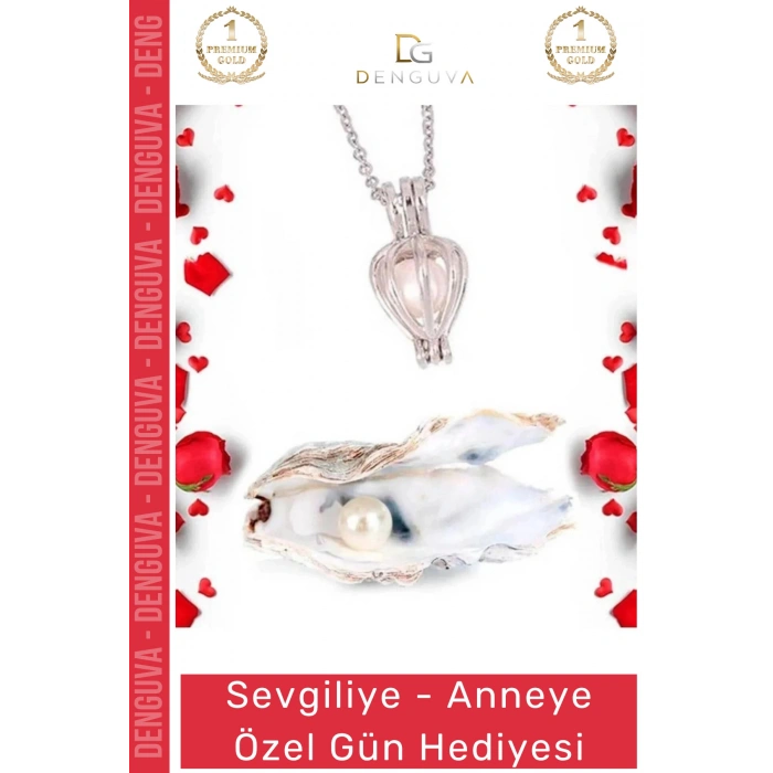 #İnciKolye Kırmızı Kokulu Güllü Tasarım Kutulu Sevgililer Günü Hediye İstiridye İnci Kolye Seti