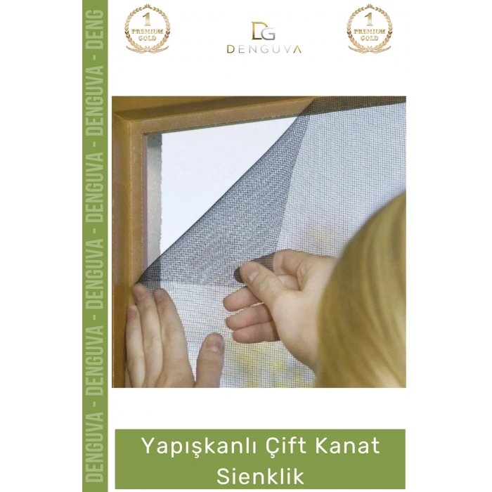 #ÇiftkanatSineklik 130x150 PVC Pencere Pratik Montaj Sivrisinek Koruyucu Tül Yapışkanlı Çift Kanat Sineklik