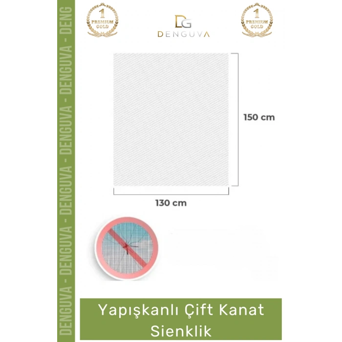 #ÇiftkanatSineklik 130x150 PVC Pencere Pratik Montaj Sivrisinek Koruyucu Tül Yapışkanlı Çift Kanat Sineklik