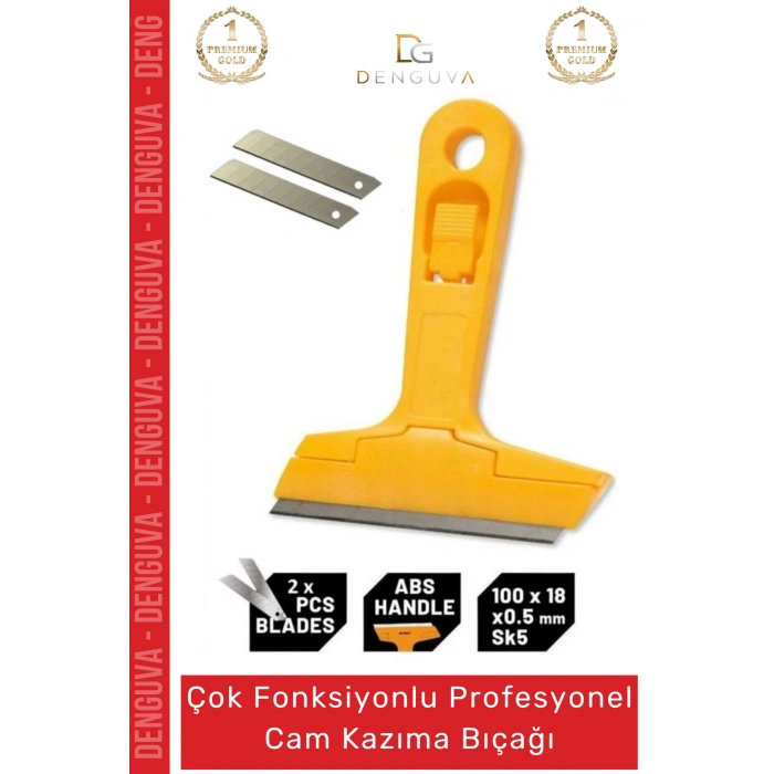 #BoyaBıçağı Cam Kazıma Bıçak Seti 100mm Kalıntı Tortu Sıyırma Aparatı 2 Adet Yedek Bıçak Hediyeli