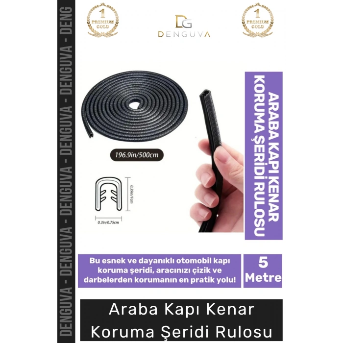 #FitilŞerit Otomobil Kapı Kenar Metal Klipsli Kauçuk Esnek Darbe Çizilme Koruma Fitil Şeridi Rulosu