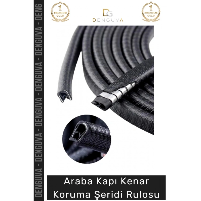 #FitilŞerit Otomobil Kapı Kenar Metal Klipsli Kauçuk Esnek Darbe Çizilme Koruma Fitil Şeridi Rulosu