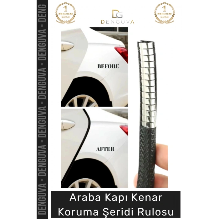#FitilŞerit Otomobil Kapı Kenar Metal Klipsli Kauçuk Esnek Darbe Çizilme Koruma Fitil Şeridi Rulosu
