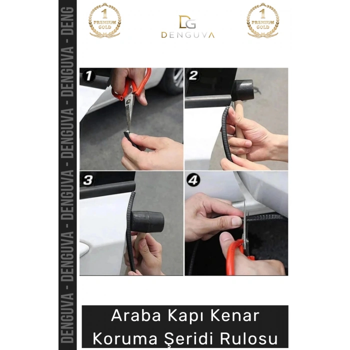 #FitilŞerit Otomobil Kapı Kenar Metal Klipsli Kauçuk Esnek Darbe Çizilme Koruma Fitil Şeridi Rulosu