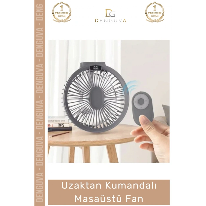 #KumandalıVantilatör Şarj Göstergeli Ultra Sessiz Ledli Şarjlı Portatif Uzaktan Kumandalı Masaüstü Fan