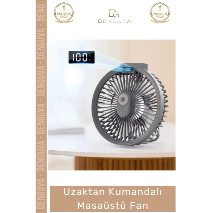 #KumandalıVantilatör Şarj Göstergeli Ultra Sessiz Ledli Şarjlı Portatif Uzaktan Kumandalı Masaüstü Fan