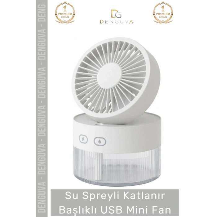 #MiniFan Şarjlı LED Işıklı Sulu Masaüstü Soğutucu Nemlendirici Katlanır Başlıklı USB Mini Fan