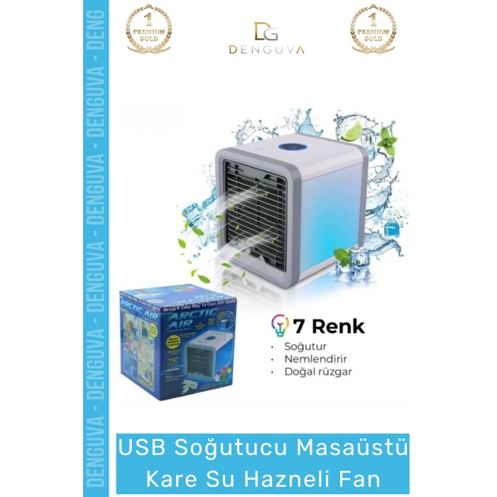 #MasaüstüFan USB Led Işıklı Portatif Soğutucu Nemlendirici Sessiz 18x18 Masaüstü Kare Su Hazneli Fan