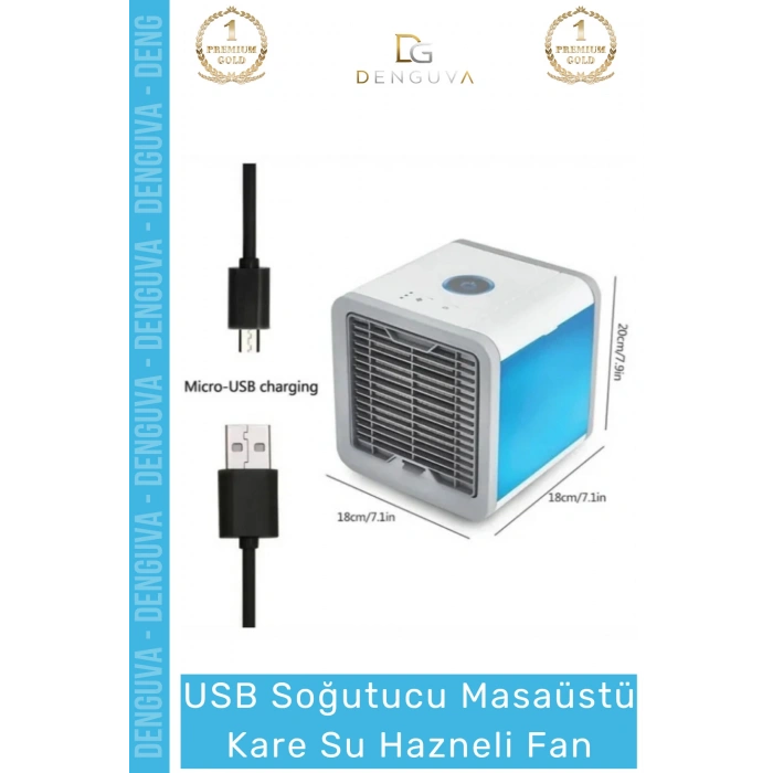 #MasaüstüFan USB Led Işıklı Portatif Soğutucu Nemlendirici Sessiz 18x18 Masaüstü Kare Su Hazneli Fan
