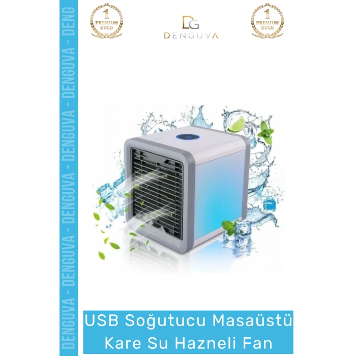 #MasaüstüFan USB Led Işıklı Portatif Soğutucu Nemlendirici Sessiz 18x18 Masaüstü Kare Su Hazneli Fan