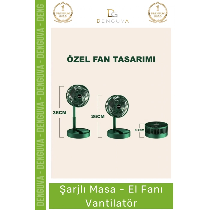 #Vantilatör Üç Hız Kademeli 1200mAh Bataryalı Güçlü Taşınabilir Usb Şarjlı Masa El Fanı Vantilatör