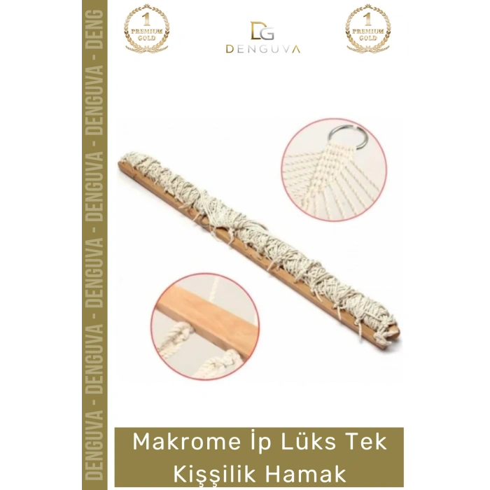 #Hamak Bahçe Balkon Teras El Örgüsü Makrome İp Dayanıklı Konforlu Ahşap Çıtalı Lüks Tek Kişilik Hamak
