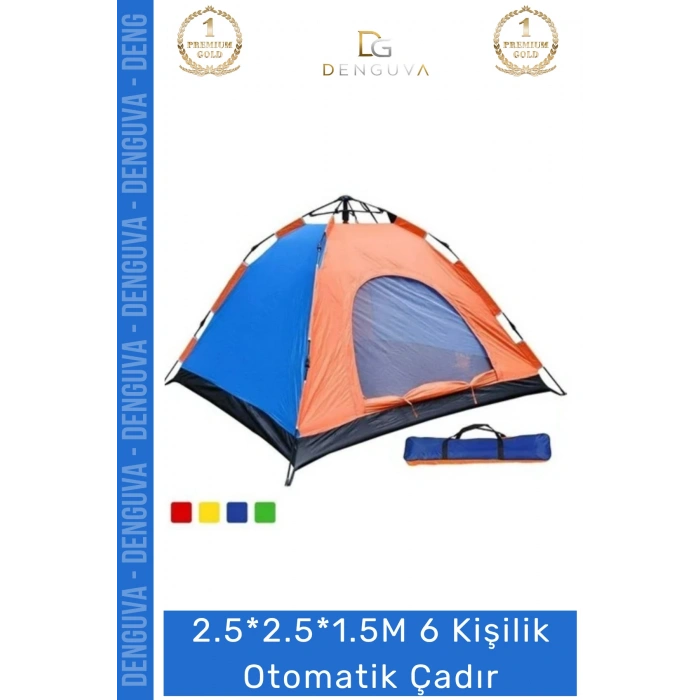 #Çadır Su Geçirmez Pratik Kurulum Geniş Kamp Outdoor Ferah 6 Kişilik Otomatik Çantalı Çadır