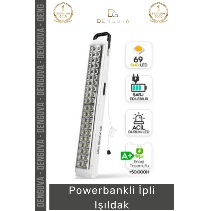 #İpliIşıldak Şarjlı Kamp LED Aydınlatma Taşınabilir Güç Kaynağı Acil Durum Powebankli İpli Işıldak