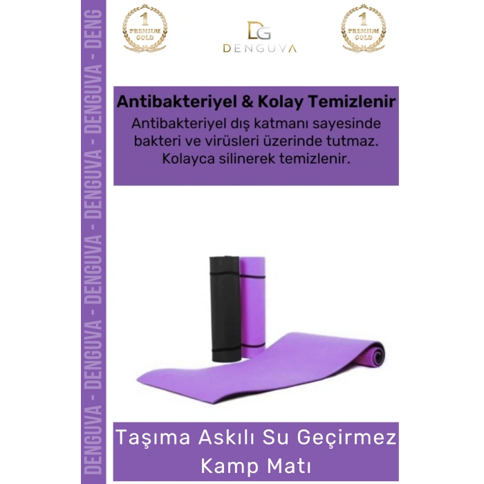 #KampMatı Taşıma Askılı Dayanıklı Konforlu Yoga Pilates Fitness Matı Hijyenik Lila Kamp Yer Minderi