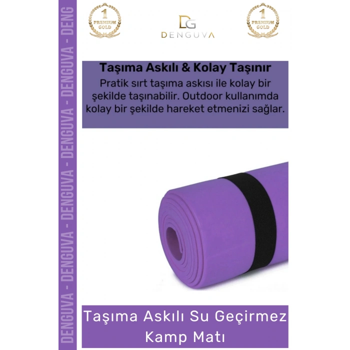 #KampMatı Taşıma Askılı Dayanıklı Konforlu Yoga Pilates Fitness Matı Hijyenik Lila Kamp Yer Minderi