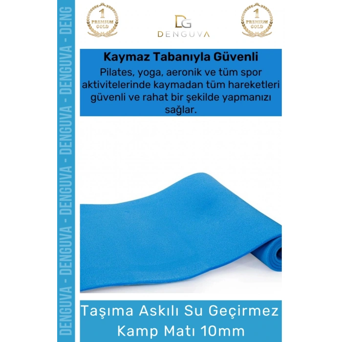 #KampMatı Konfor Serisi Taşıma Askılı Pilates Yoga Kaymaz Taban Profesyonel Fit 10mm Kamp Matı
