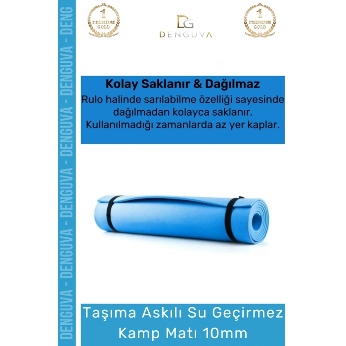 #KampMatı Konfor Serisi Taşıma Askılı Pilates Yoga Kaymaz Taban Profesyonel Fit 10mm Kamp Matı
