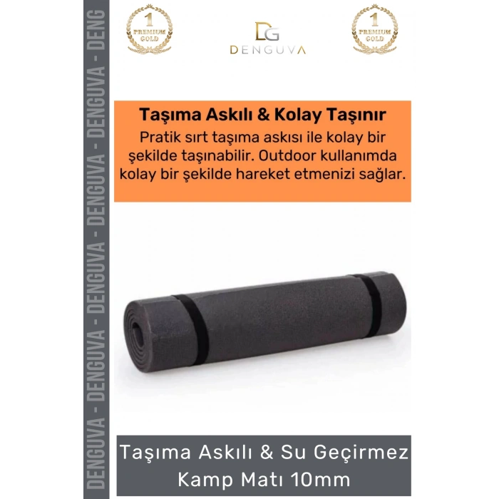 #KampMatı Taşıma Askılı Dayanıklı Konfor Pilates Yoga Spor Fitness Kaymaz Minderi 10mm Kamp Matı