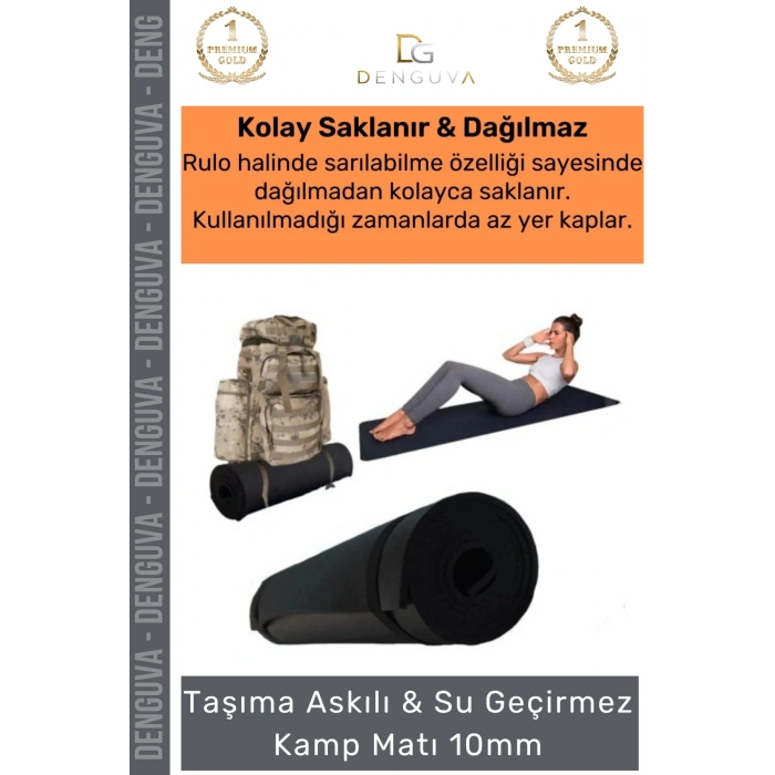 #KampMatı Taşıma Askılı Dayanıklı Konfor Pilates Yoga Spor Fitness Kaymaz Minderi 10mm Kamp Matı