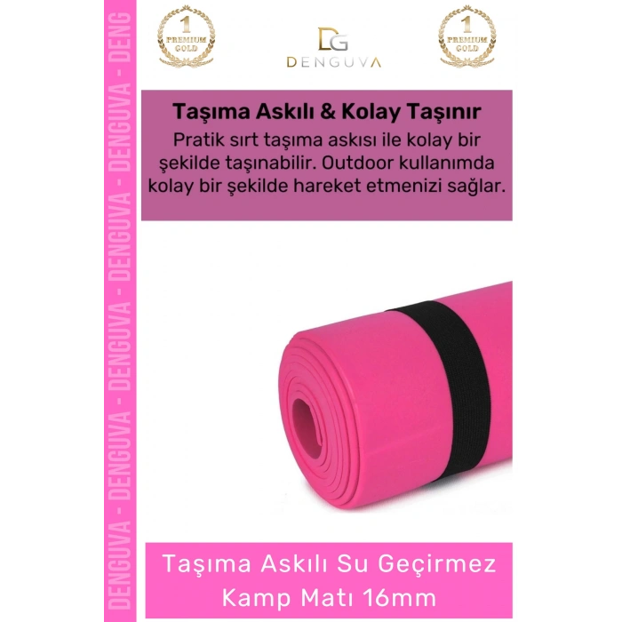 #KampMatı Pilates Yoga Fitness Spor Minderi Kaymaz Taban Taşıma Askılı Konfor Serisi 16mm Kamp Matı