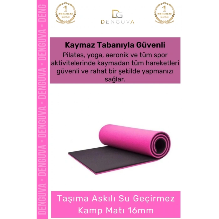#KampMatı Pilates Yoga Fitness Spor Minderi Kaymaz Taban Taşıma Askılı Konfor Serisi 16mm Kamp Matı