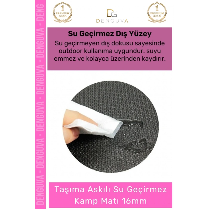 #KampMatı Pilates Yoga Fitness Spor Minderi Kaymaz Taban Taşıma Askılı Konfor Serisi 16mm Kamp Matı