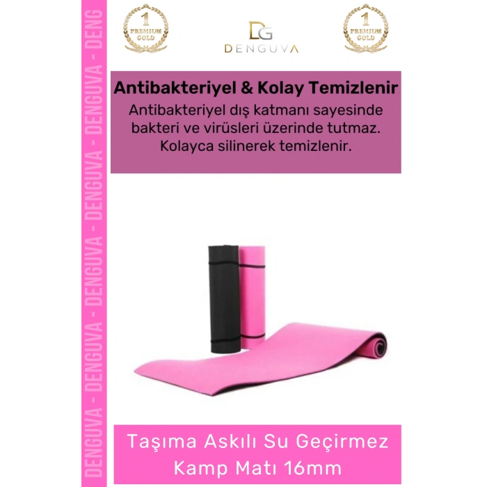 #KampMatı Pilates Yoga Fitness Spor Minderi Kaymaz Taban Taşıma Askılı Konfor Serisi 16mm Kamp Matı