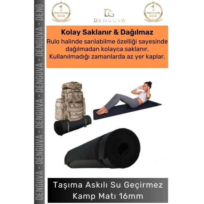 #YogaMatı Taşıma Askılı Dayanıklı Uzun Ömürlü Konfor Serisi Pilates Yoga Minderi 16mm Kamp Matı