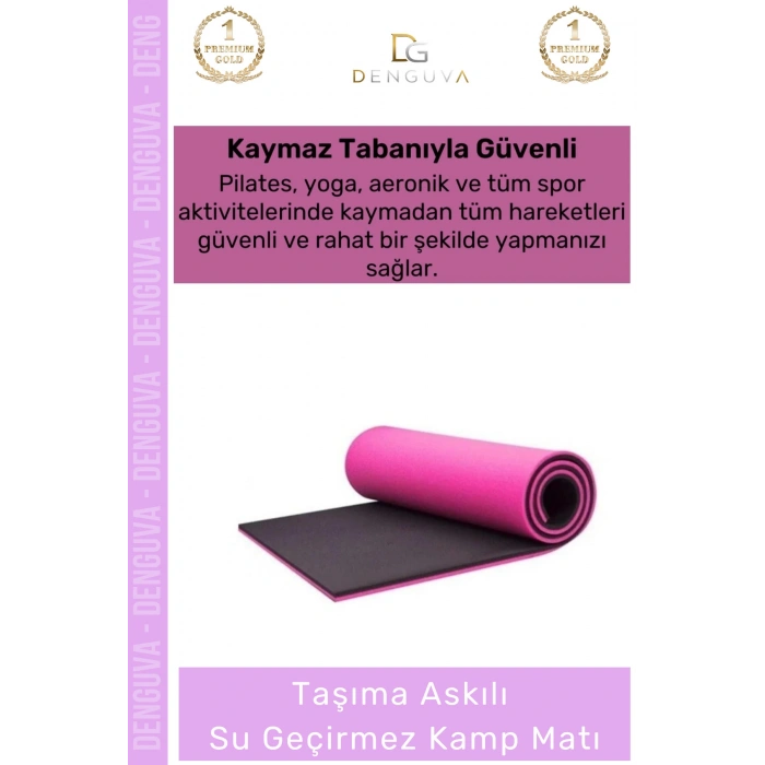 #KampMatı Kaymaz Pilates Yoga Aerobik Fitness Taşıma Askılı Konforlu Kamp Matı Yer Minderi 6,5mm