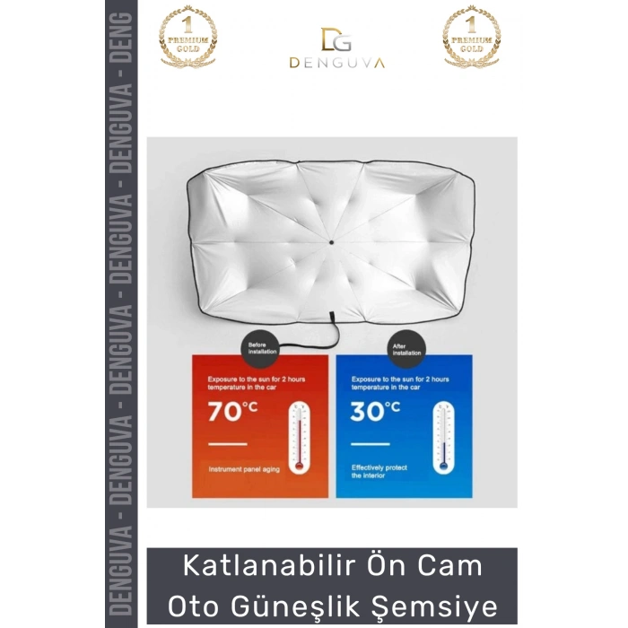 #OtoGüneşlik Araba Oto Isı Yalıtımlı UV Korumalı Katlanabilir 10 Kaburgalı Ön Cam Güneşlik Şemsiye