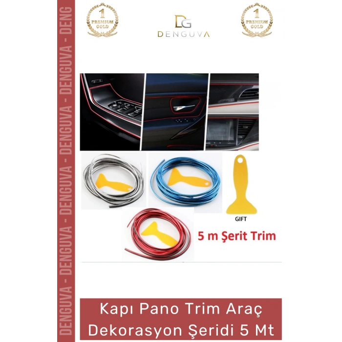 #OtoDekor İç Trim Galvanik Şerit Pano Süsleme Esnek PVC Lüks Aksesuar Araba Dekorasyon 5 Metre