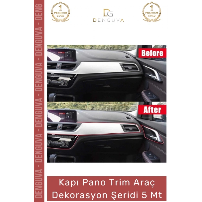 #OtoDekor İç Trim Galvanik Şerit Pano Süsleme Esnek PVC Lüks Aksesuar Araba Dekorasyon 5 Metre