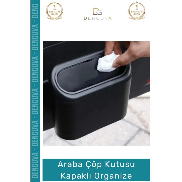 #OtoAksesuar Araç İçi Ergonomik Hijyenik Dayanıklı Otomobil Çöp Kutusu Kapaklı Organize Siyah