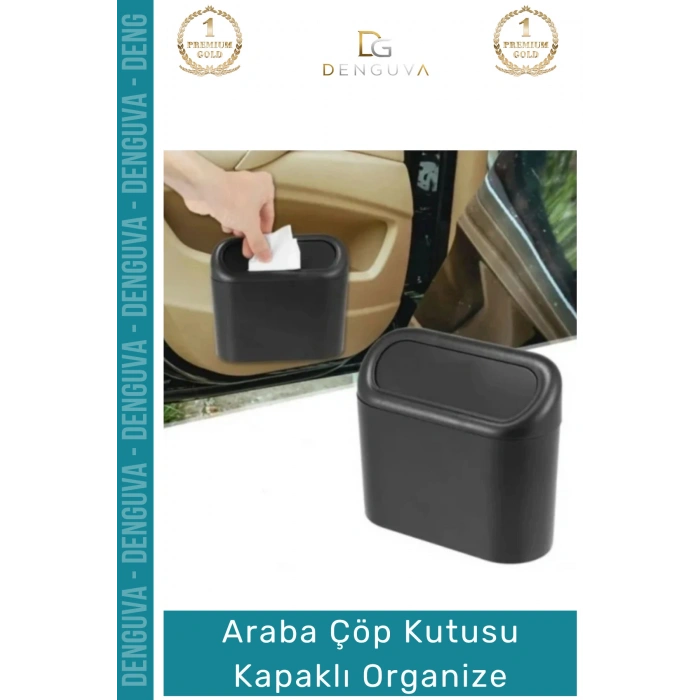 #OtoAksesuar Araç İçi Ergonomik Hijyenik Dayanıklı Otomobil Çöp Kutusu Kapaklı Organize Siyah