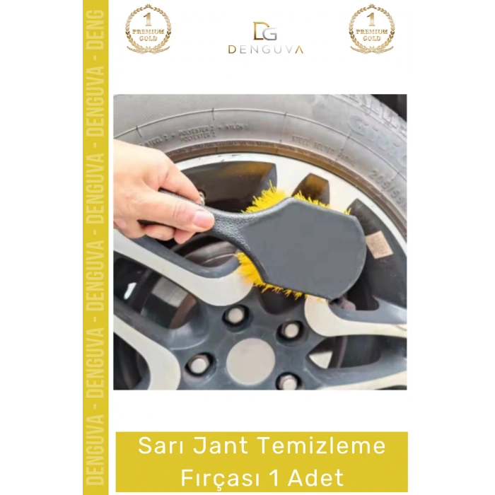 #TemizlemeFırçası Sarı Ergonomik Saplı Profesyonel Oto Bakım Ürünü Güçlü Sert Kıllı Jant Temizleme Fırçası