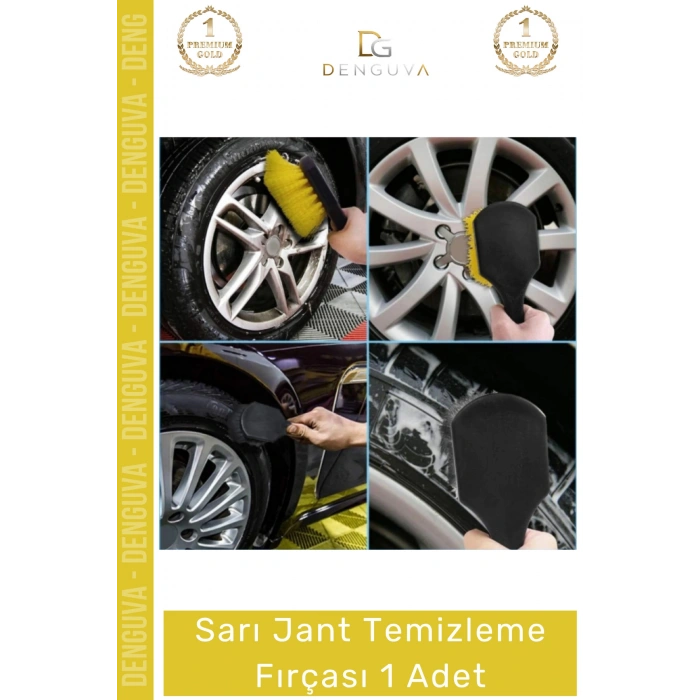 #TemizlemeFırçası Sarı Ergonomik Saplı Profesyonel Oto Bakım Ürünü Güçlü Sert Kıllı Jant Temizleme Fırçası