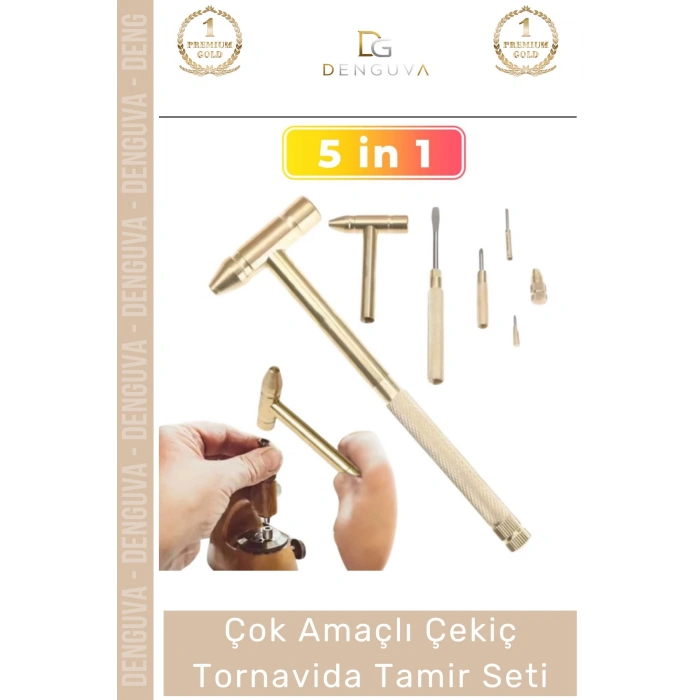 #TamirSeti 5 in 1 Çok Amaçlı Taşınabilir Ergonomik Kompakt Ev Araç Saat Çekiç Tornavida Tamir Seti
